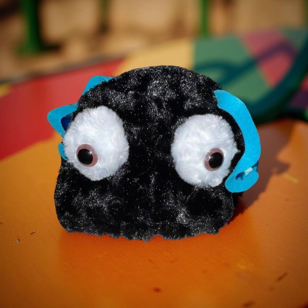 Infant Black Googly Eyes Plush Chin Strap Winter Hat